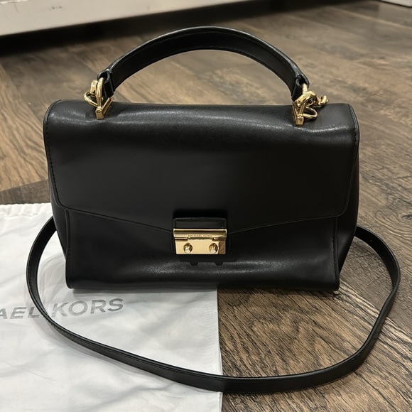 Michael Kora Black & Gold Leather Messenger Bag - Picture 7 of 17